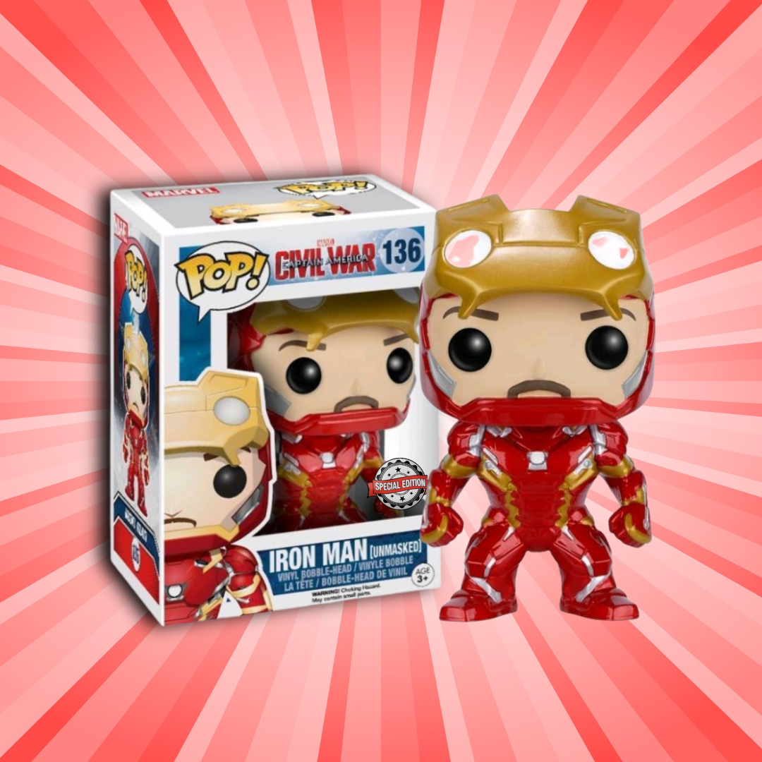 Funko Pop! Captain America Civil War Iron Man (Unmasked) Special Edition #136 - Animetasia