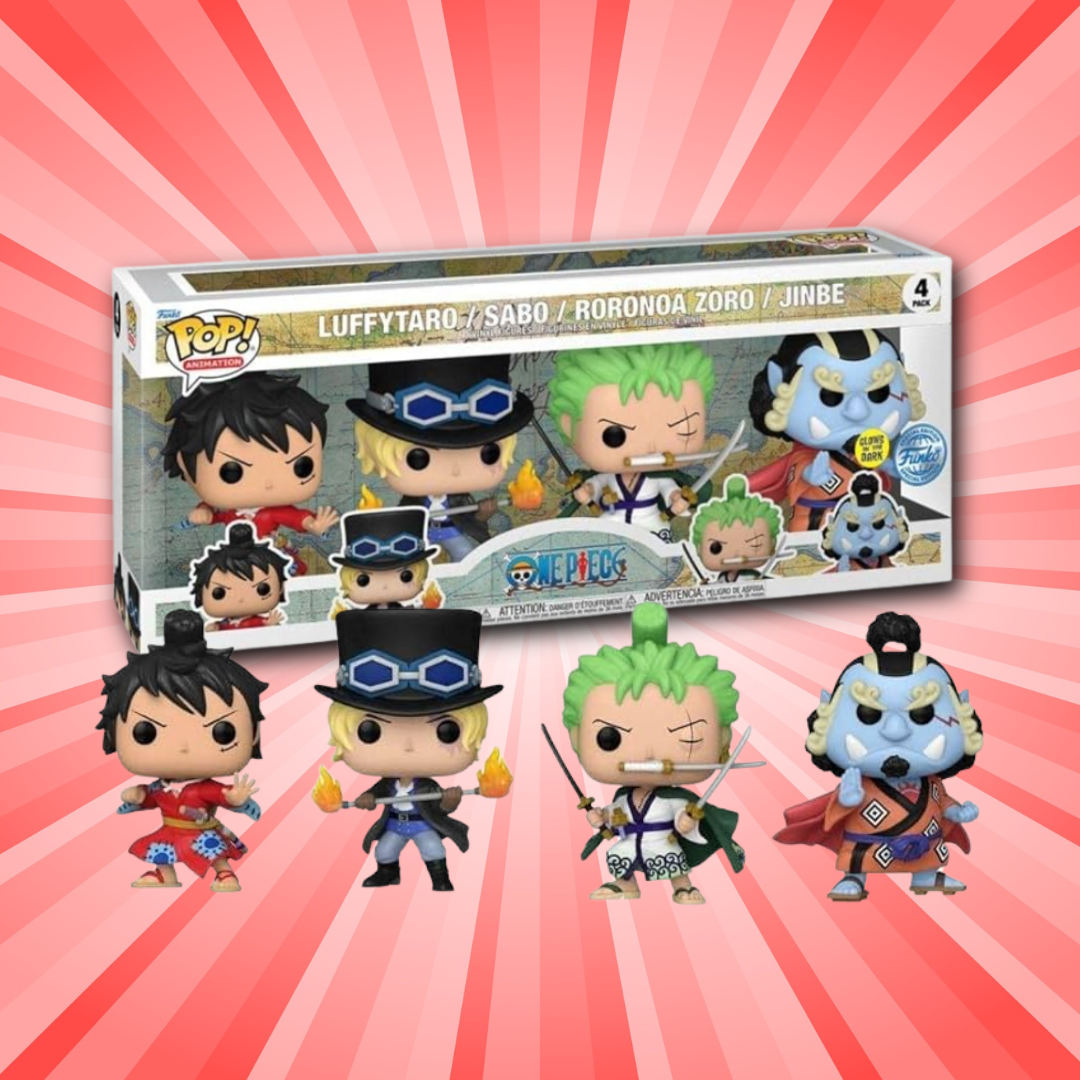 Funko Pop! One Piece Luffytaro / Sabo / Roronoa Zoro / Jinbe 4 Pack GITD Special Edition (S4 4 Pack) - Animetasia
