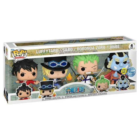 Funko Pop! One Piece Luffytaro / Sabo / Roronoa Zoro / Jinbe 4 Pack GITD Special Edition (S4 4 Pack) - Animetasia